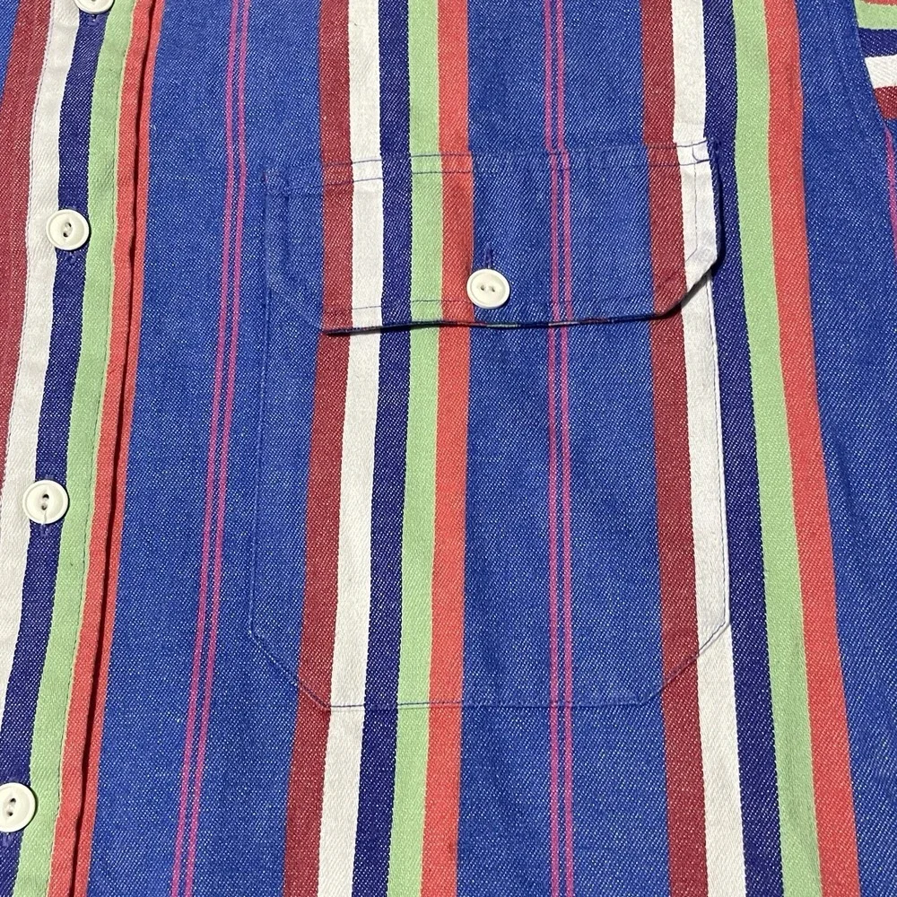 VTG Polo‎ Ralph Lauren Shirt Men Medium Blue Red Stripe Western Y2K Preppy